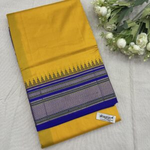 Kalasrishti Yellow Mustard Blue Ilkal Pure Silk Saree