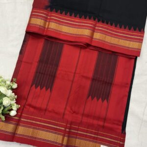 Kalasrishti Black Red Shivshahi Ilkal Pure Silk Saree