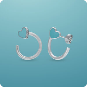 GRT Trendy Enamel Heart Silver Earrings – Valentine Collection